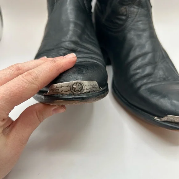 Code West women’s black Leather Cowgirl boots Toe Guard 9.5 D USA Vintage - Picture 5 of 16